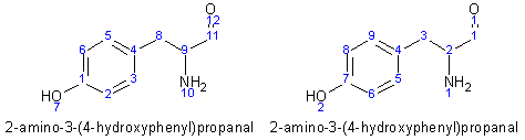 2-amino-3-(4-hydroxy-phenyl)-propionaldehyde numbering