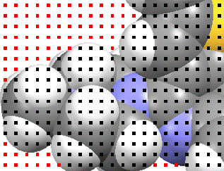 space filled diagram with grid points within and without differentiated